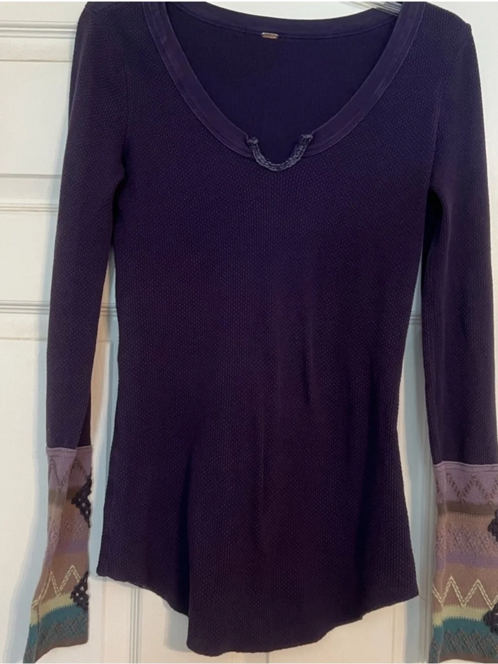 Free People Kombucha Crochet Cuff Thermal purple